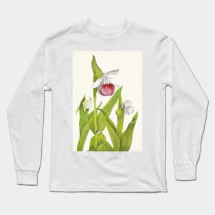 Showy lady's slippers - Botanical Illustration Long Sleeve T-Shirt